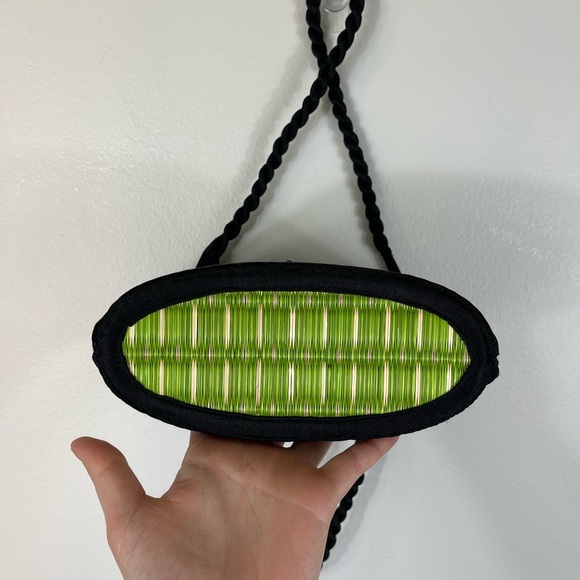 Green and Black Woven Sustainable Women's Bag Cambodia Hand Made - Picture 5 of 7